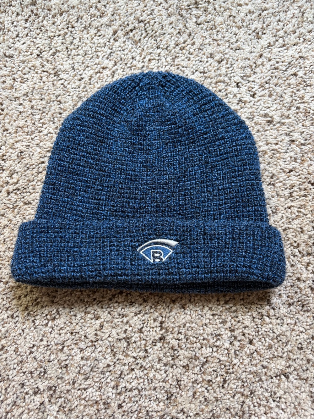 Navy Knit Beanie with Embroidered Logo